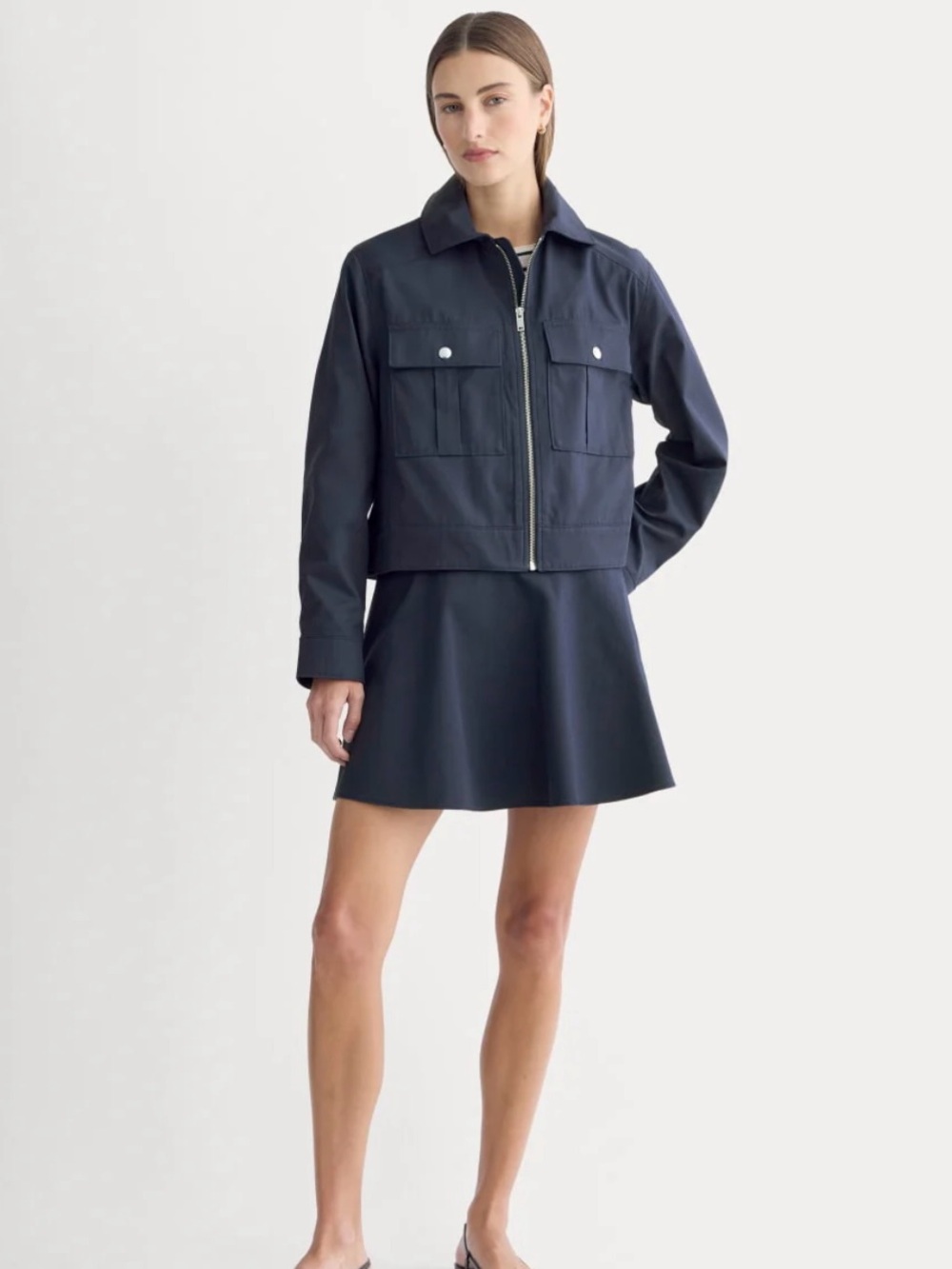 NWT Everlane Dark Navy Zip Utility Jacket